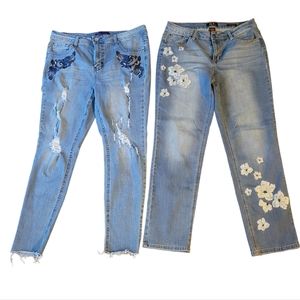 Bundle of 2 size 16 denim jeans embroidered. Earl Jeans & Hydraulic